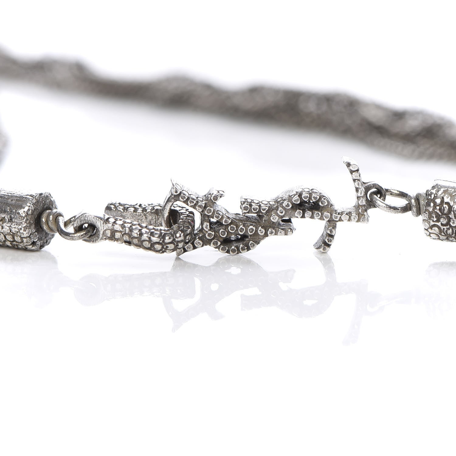 Saint Laurent Lou Lou Twisted Chains Necklace Silver 4 of 4
