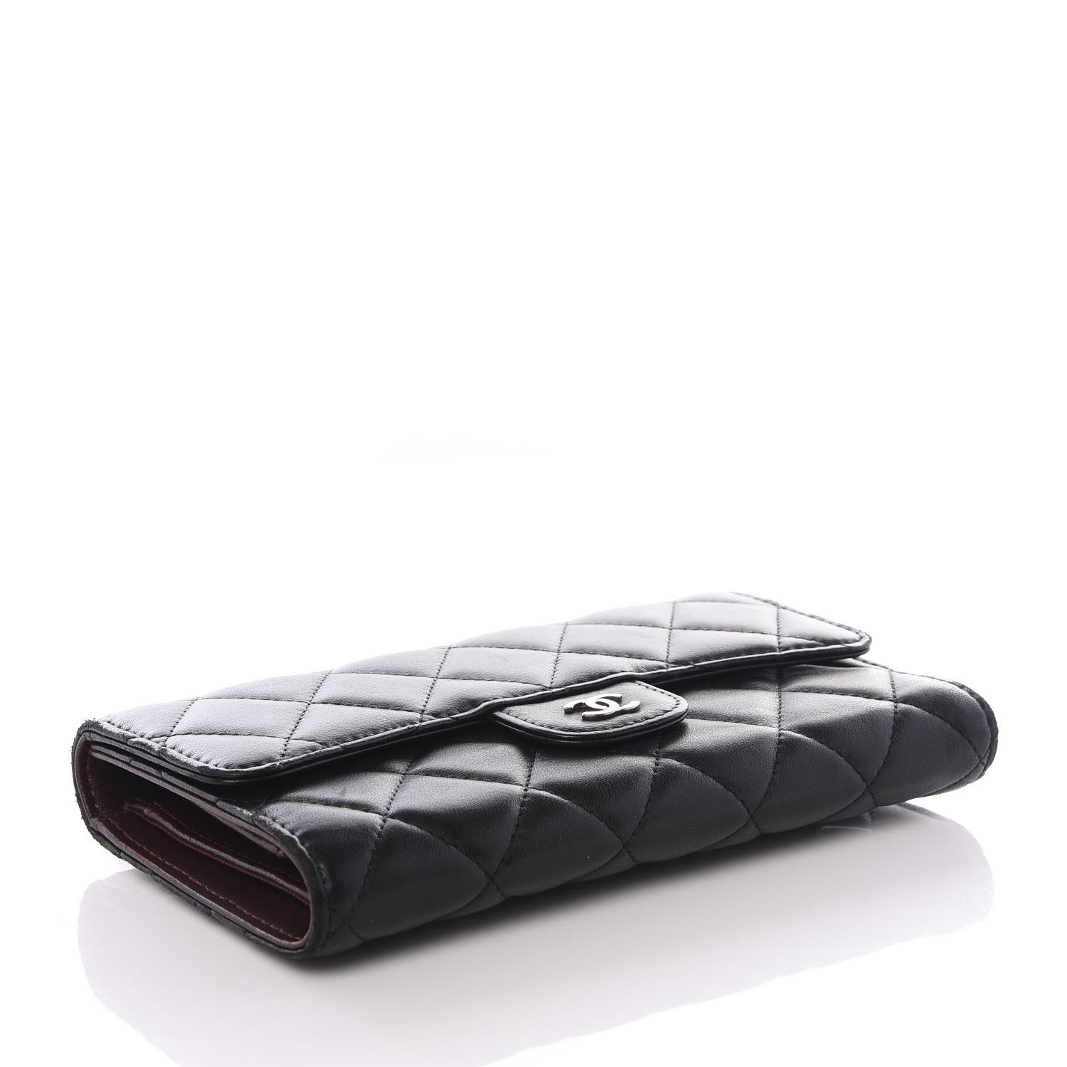 Chanel Lambskin Quilted Large Flap Wallet Black 3 of 9