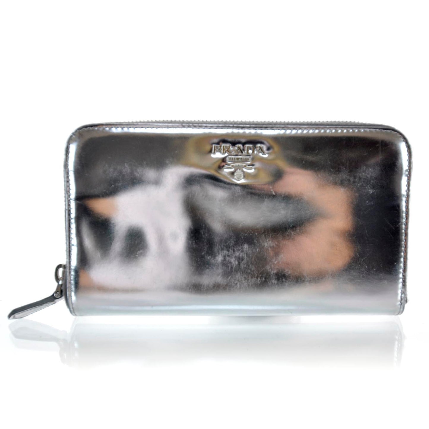 Spazzolato Zip Around Wallet Silver