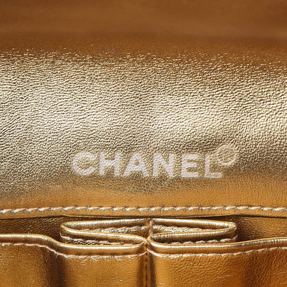 Chanel Metallic Lambskin Quilted East West Chocolate Bar Flap Gold 6 of 13