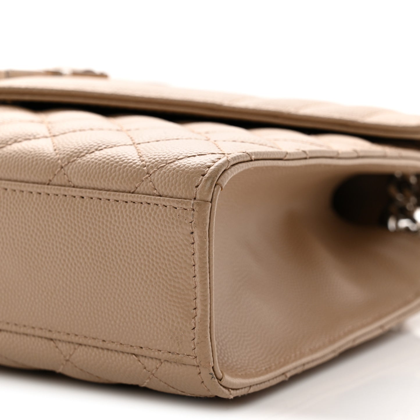 Grain De Poudre Textured Mixed Matelasse Medium Triquilt Monogram Satchel Dark Beige
