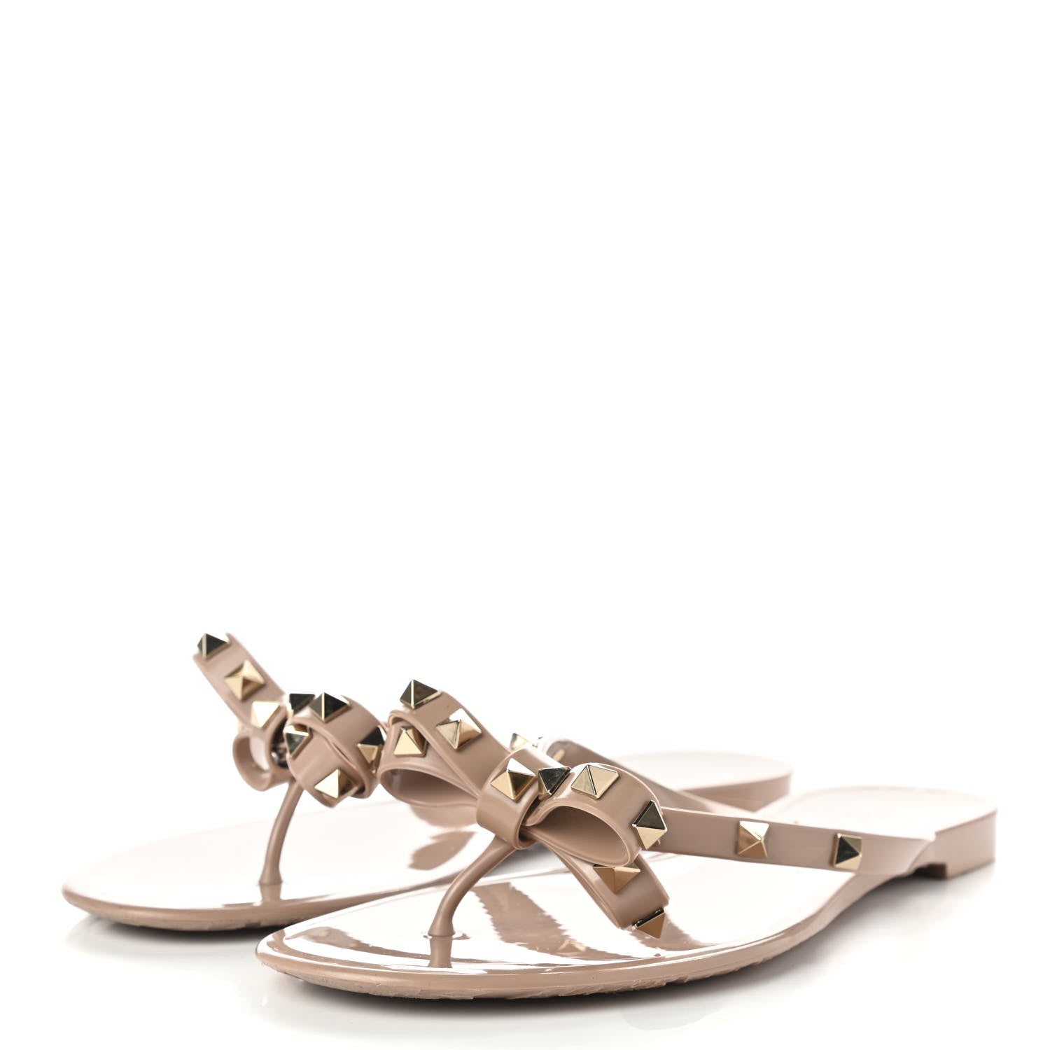 Valentino Garavani PVC Jelly Rockstud Bow Thong Sandals 41 Poudre 3 of 12