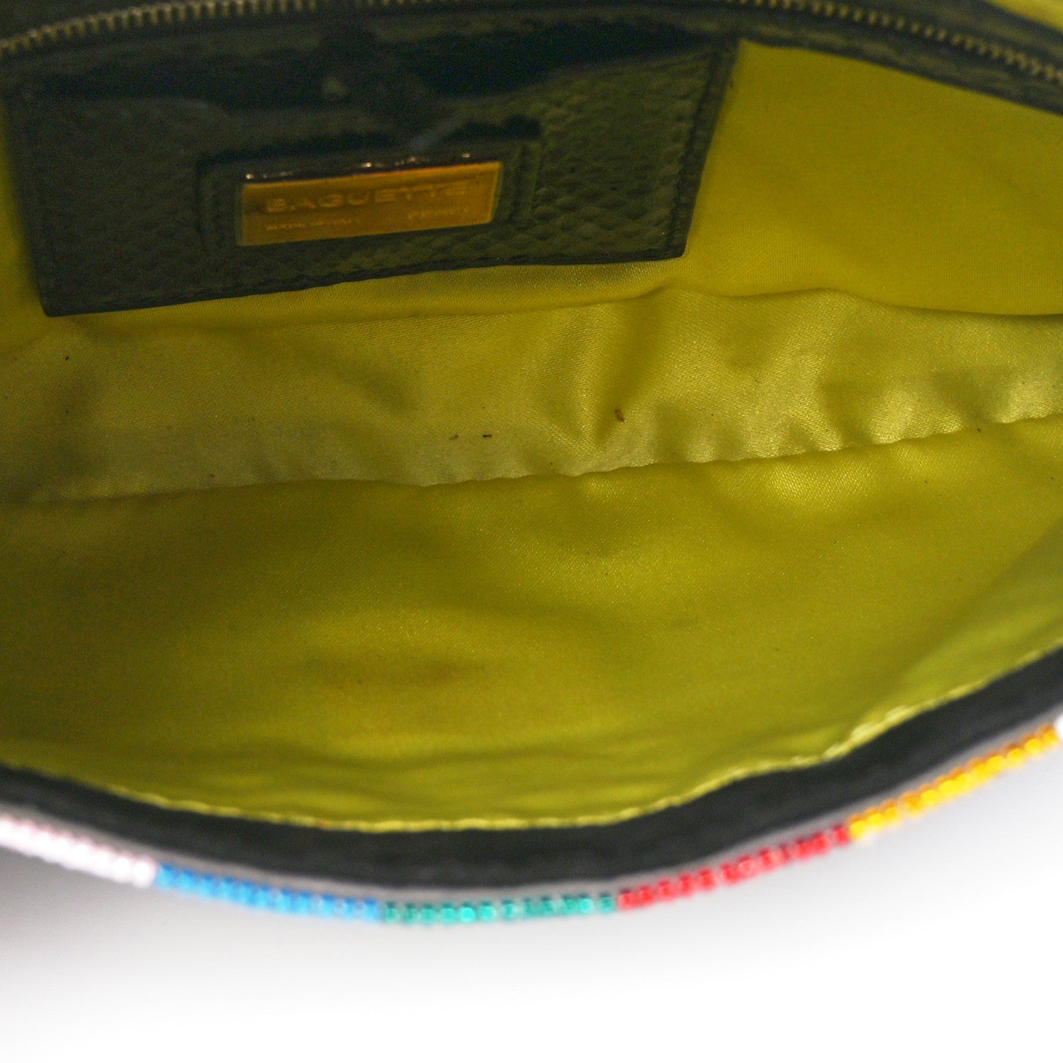 Fendi Snakeskin Beaded Embroidered Tortoise Baguette Black Multicolor 5 of 10