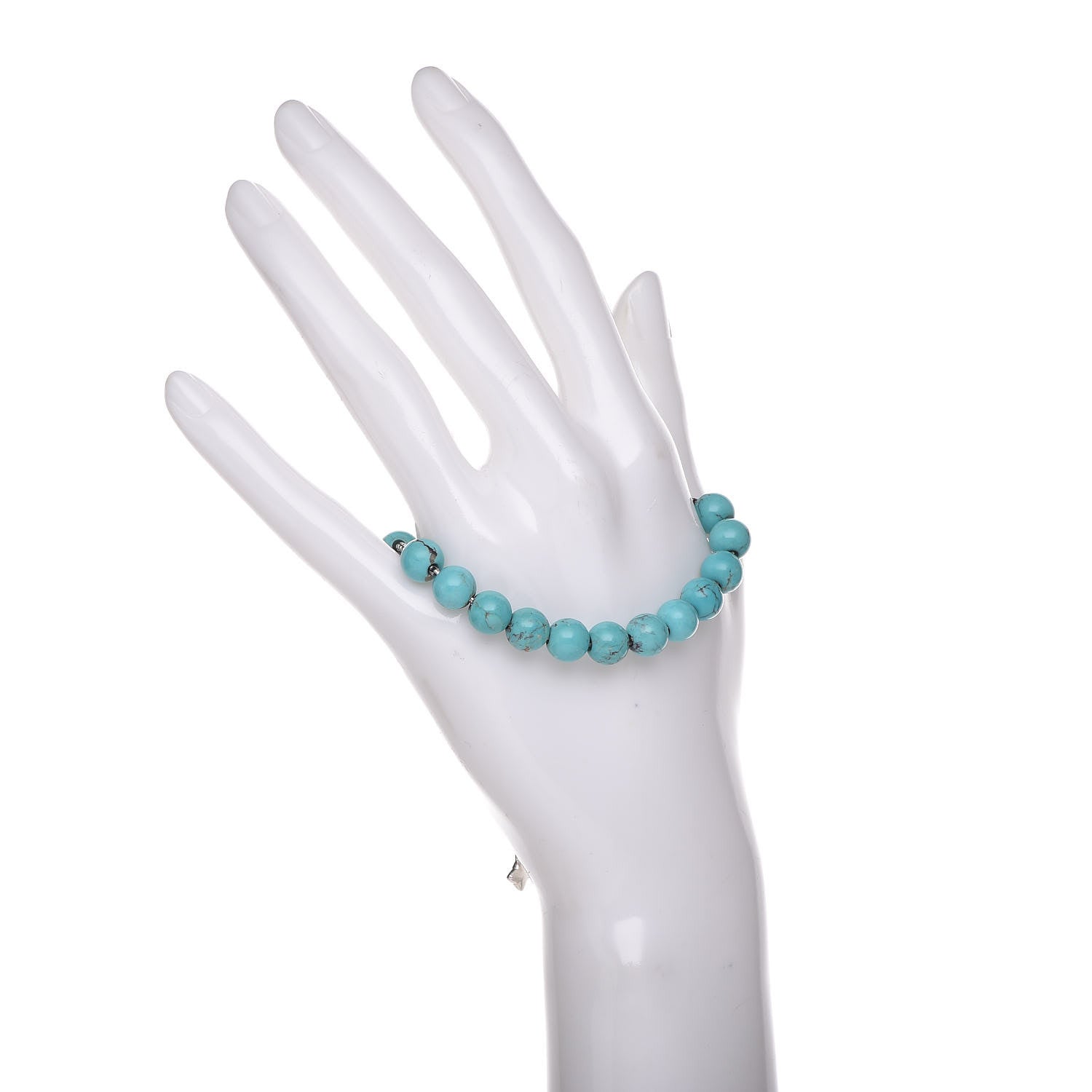David Yurman Sterling Silver Turquoise 8mm Spiritual Beads Adjustable Bracelet 2 of 4
