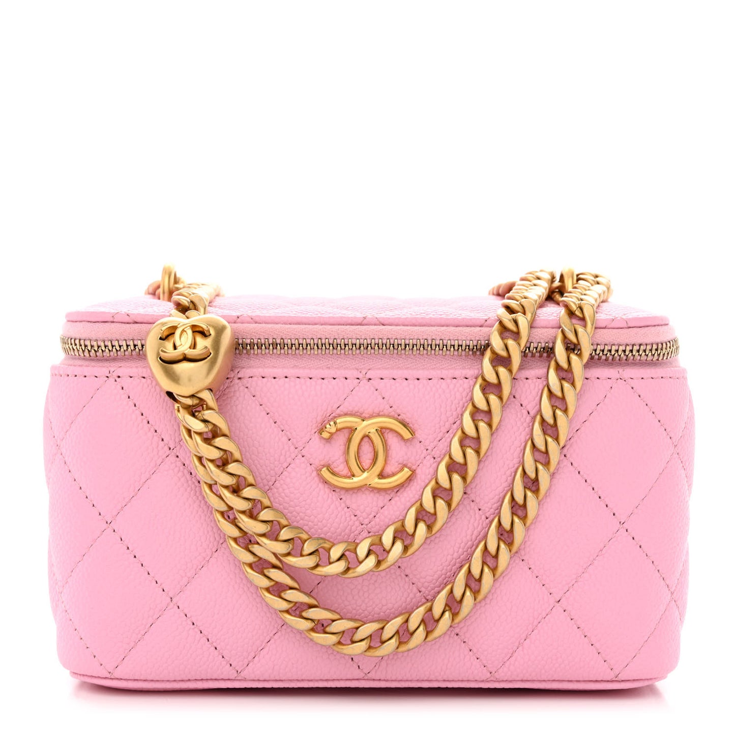 Caviar Quilted Sweetheart Vanity Case Pink