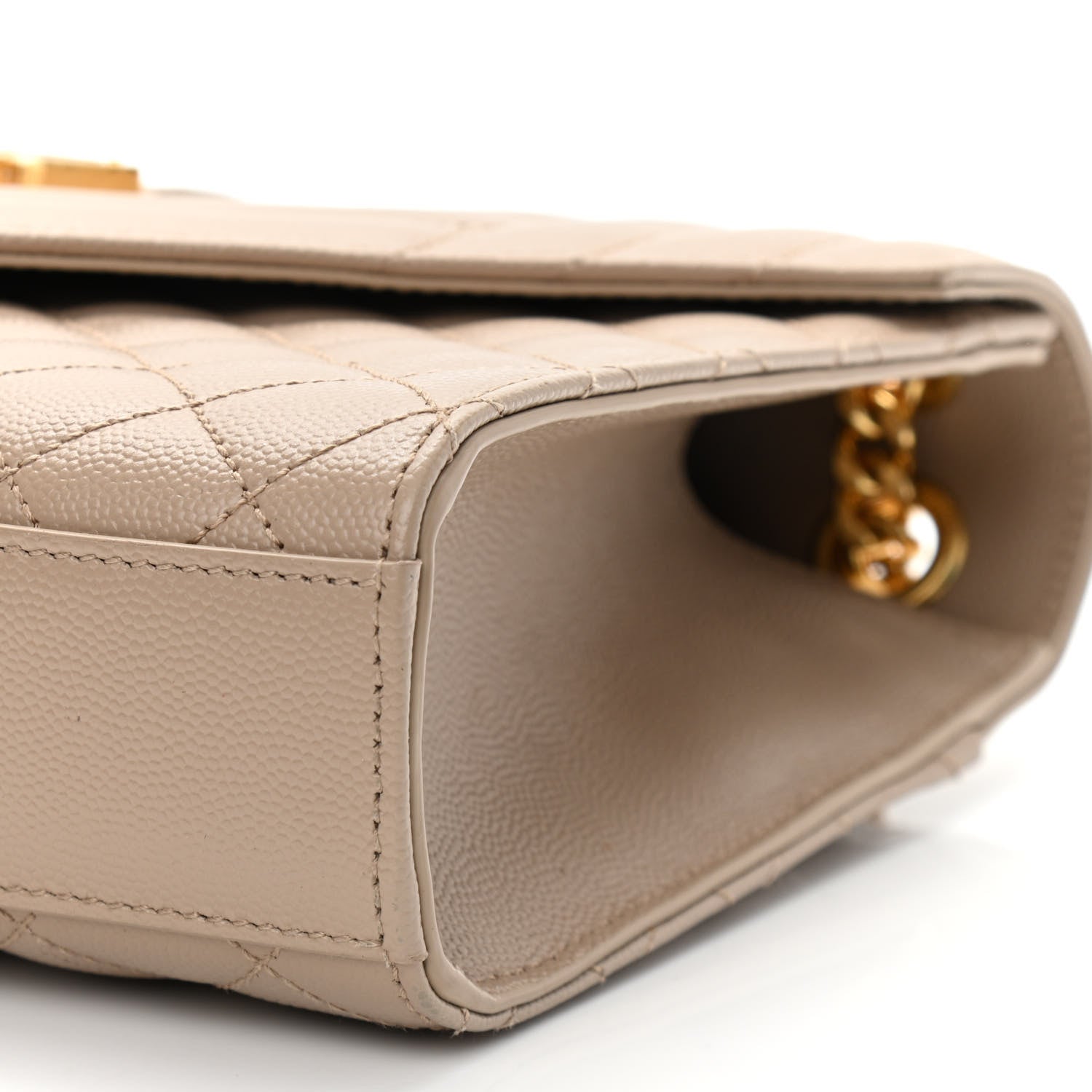 Saint Laurent Grain De Poudre Textured Mixed Matelasse Medium Triquilt Monogram Satchel Dark Beige 9 of 9
