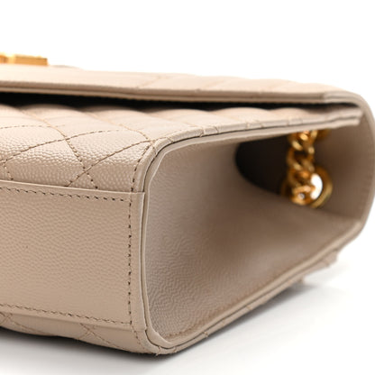 Saint Laurent Grain De Poudre Textured Mixed Matelasse Medium Triquilt Monogram Satchel Dark Beige 9 of 9