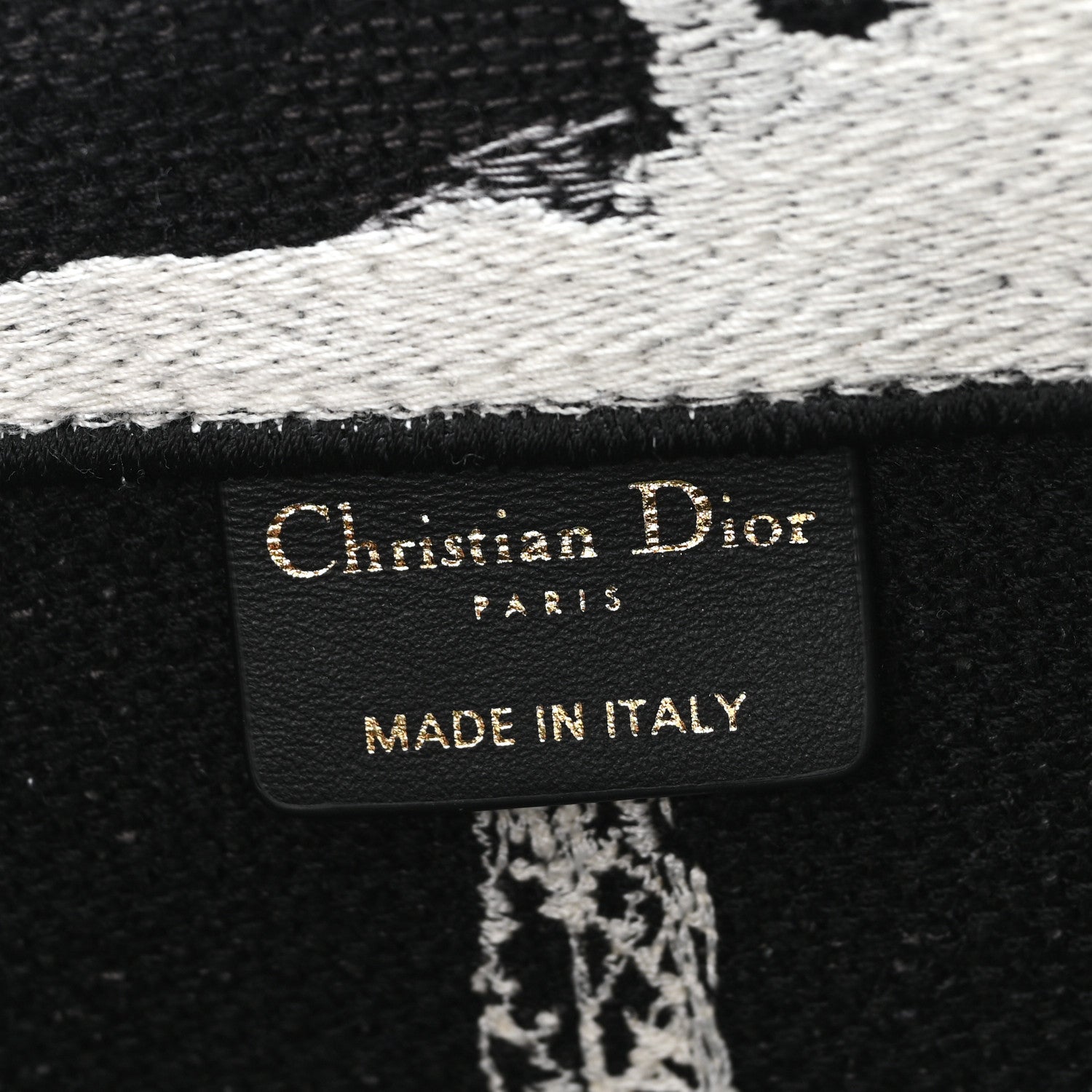 Christian Dior Canvas Embroidered Medium Paris Book Tote Black White 6 of 12