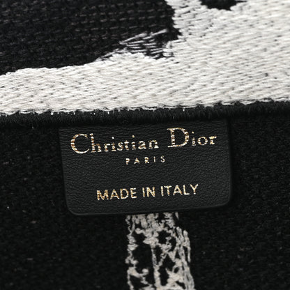 Christian Dior Canvas Embroidered Medium Paris Book Tote Black White 6 of 12