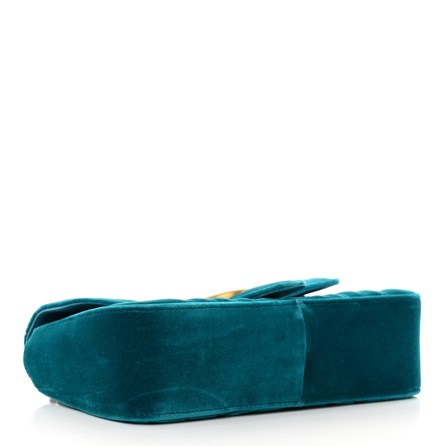 Gucci Velvet Matelasse Small GG Marmont Shoulder Bag Pavone Cyan 4 of 12