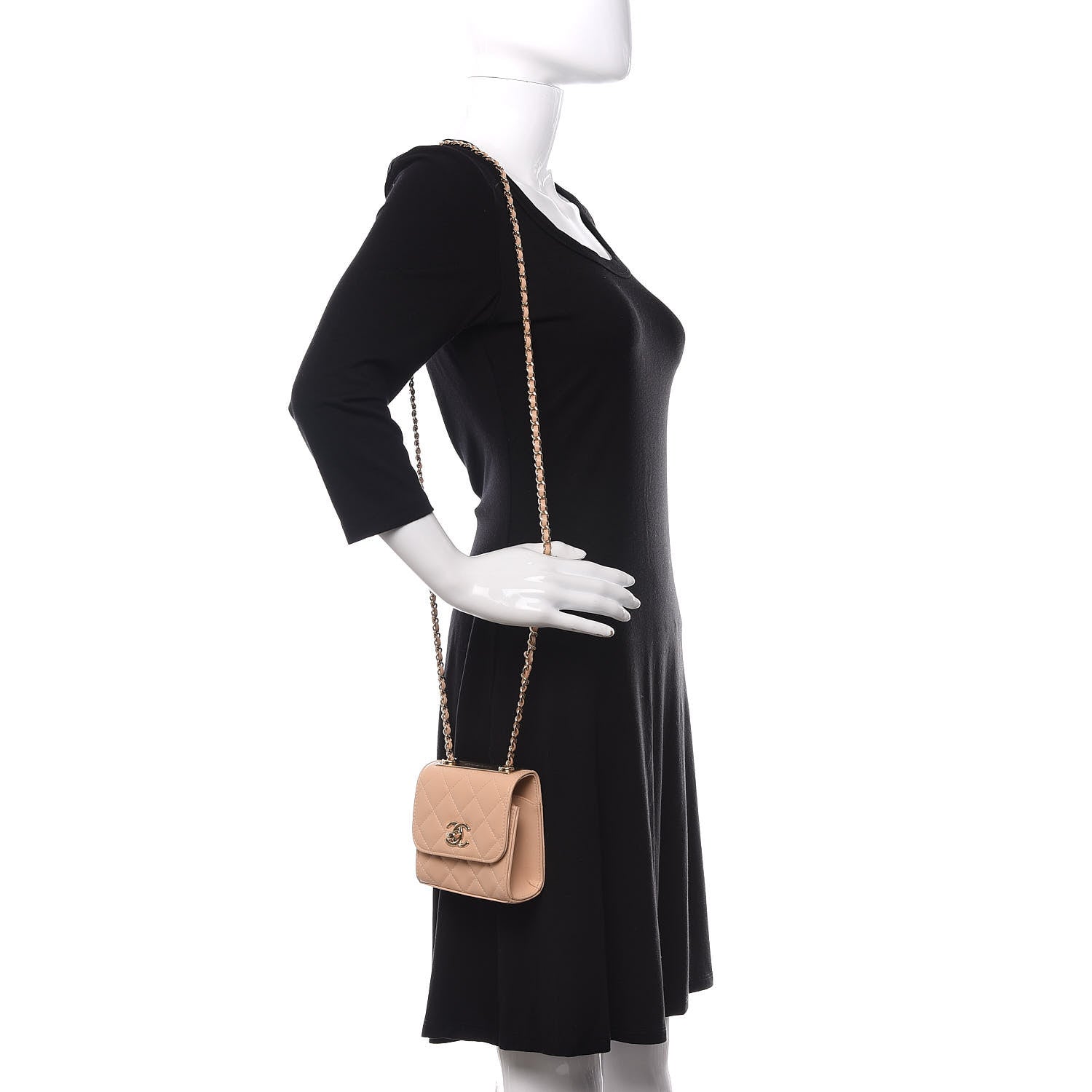 Chanel Lambskin Quilted Mini Trendy CC Clutch With Chain Beige 2 of 11