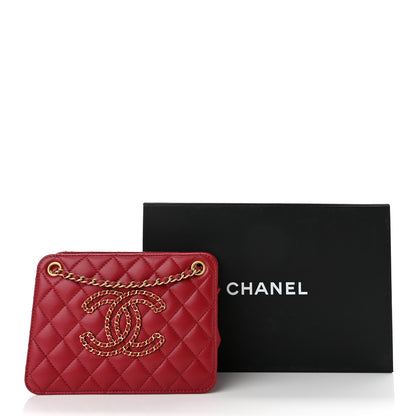 Chanel Calfskin Quilted Small CC Chain Accordion Tote Red 11 of 11