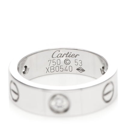 Cartier 18K White Gold 3 Diamond 5.5mm LOVE Ring 53 6.5 4 of 4