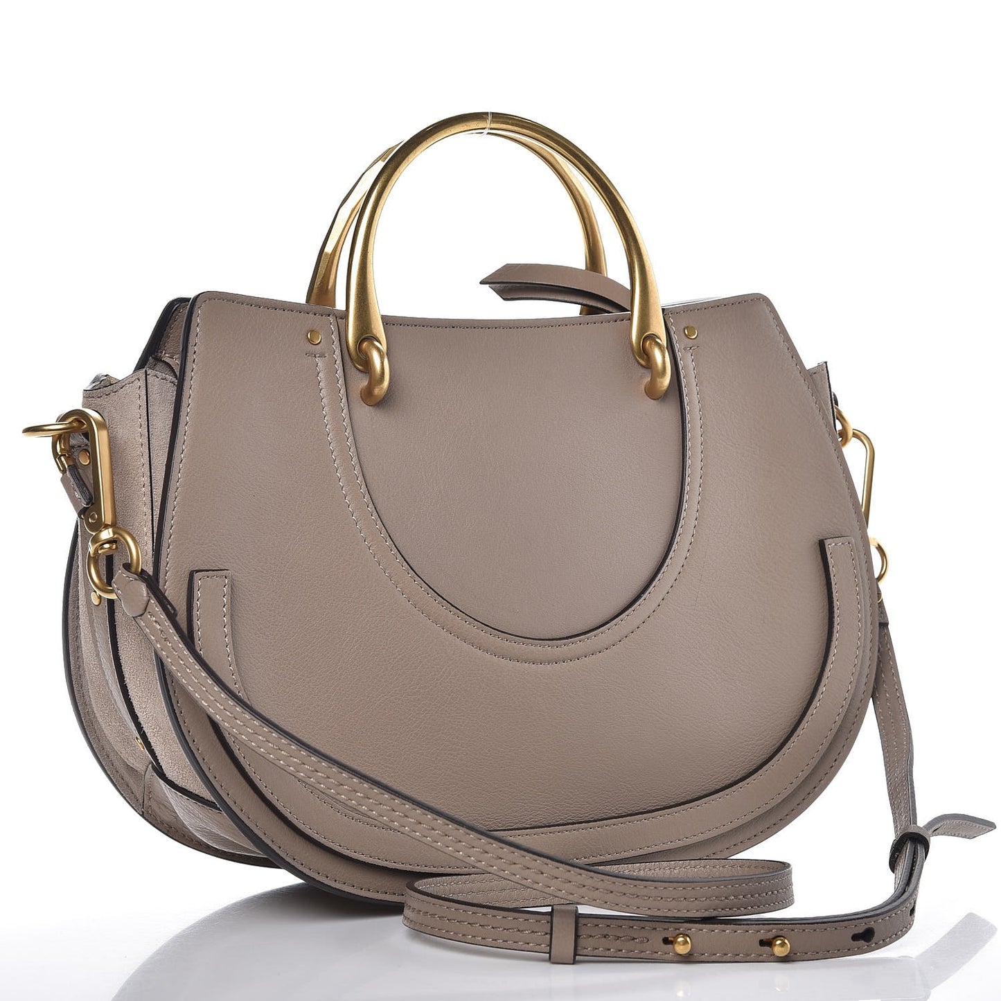 Calfskin Suede Medium Pixie Shoulder Bag Motty Grey