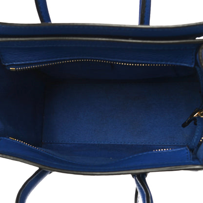 Celine Drummed Calfskin Nano Luggage Indigo 9 of 11