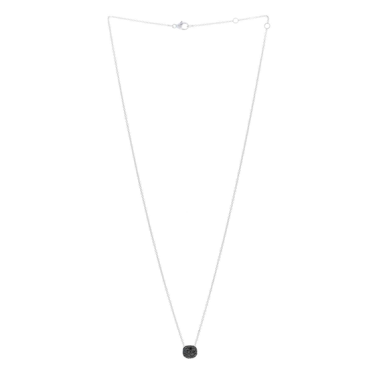 David Yurman 18K White Gold Black Diamond Cushion Pendant Necklace 3 of 6