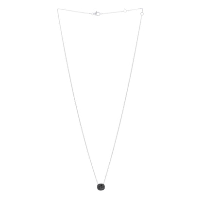 David Yurman 18K White Gold Black Diamond Cushion Pendant Necklace 3 of 6
