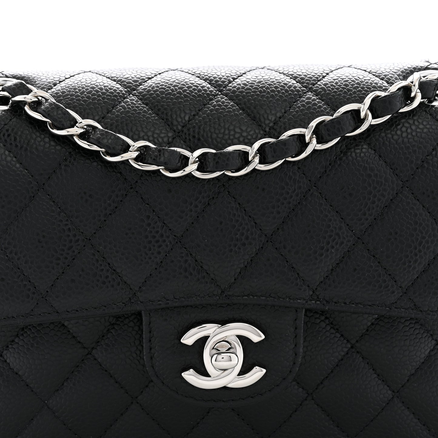 Caviar Quilted Small Double Flap Black