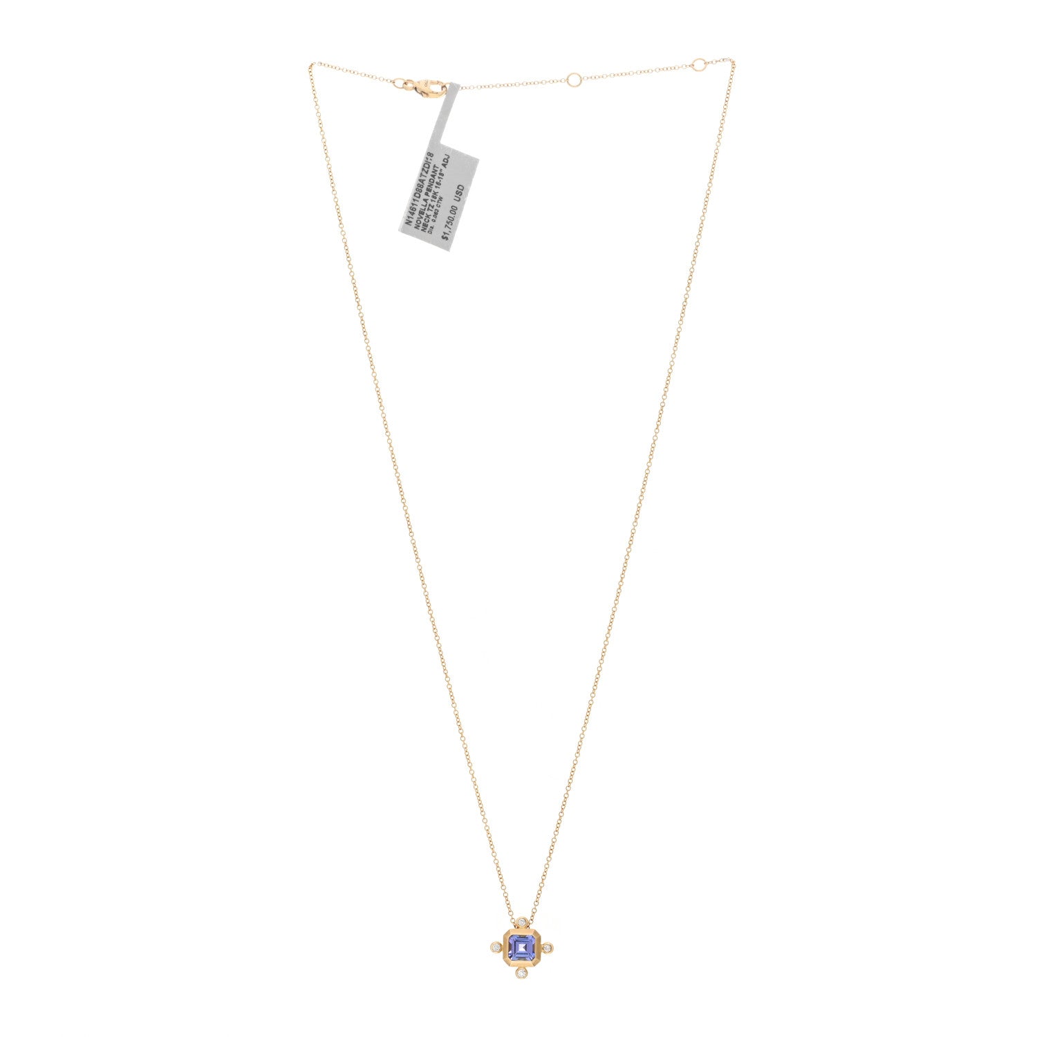 David Yurman 18K Yellow Gold Diamond Tanzanite Novella Pendant Necklace 2 of 4