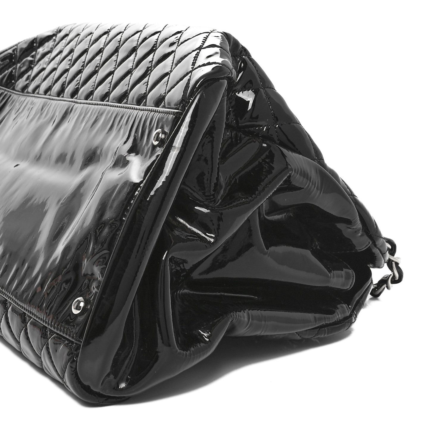 Patent Quilted Large Just Mademoiselle Bowling Bag Black