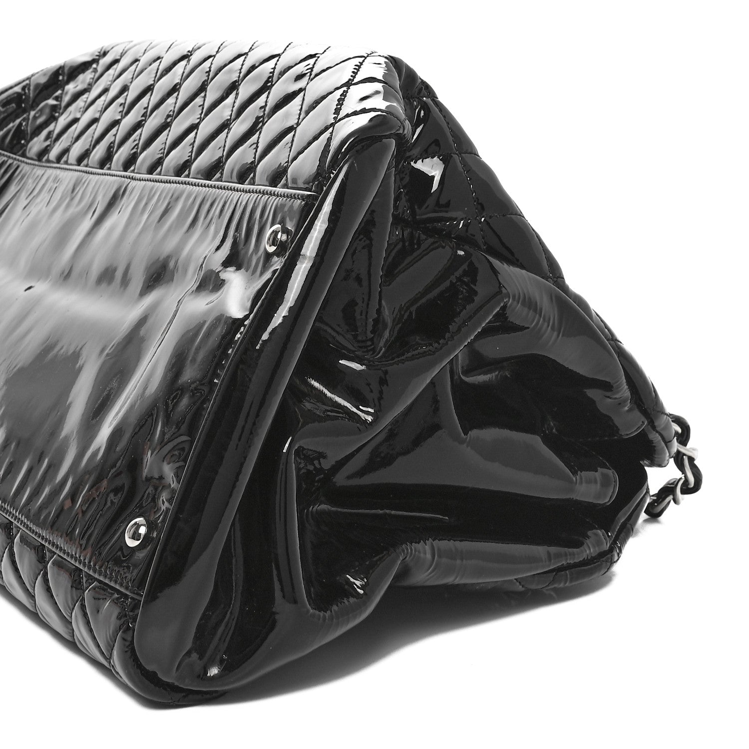 Chanel Patent Quilted Large Just Mademoiselle Bowling Bag Black 10 of 11
