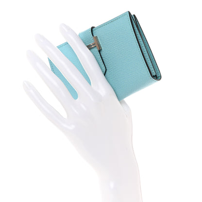 Hermes Epsom Bearn Card Holder Wallet Bleu Atoll 2 of 8