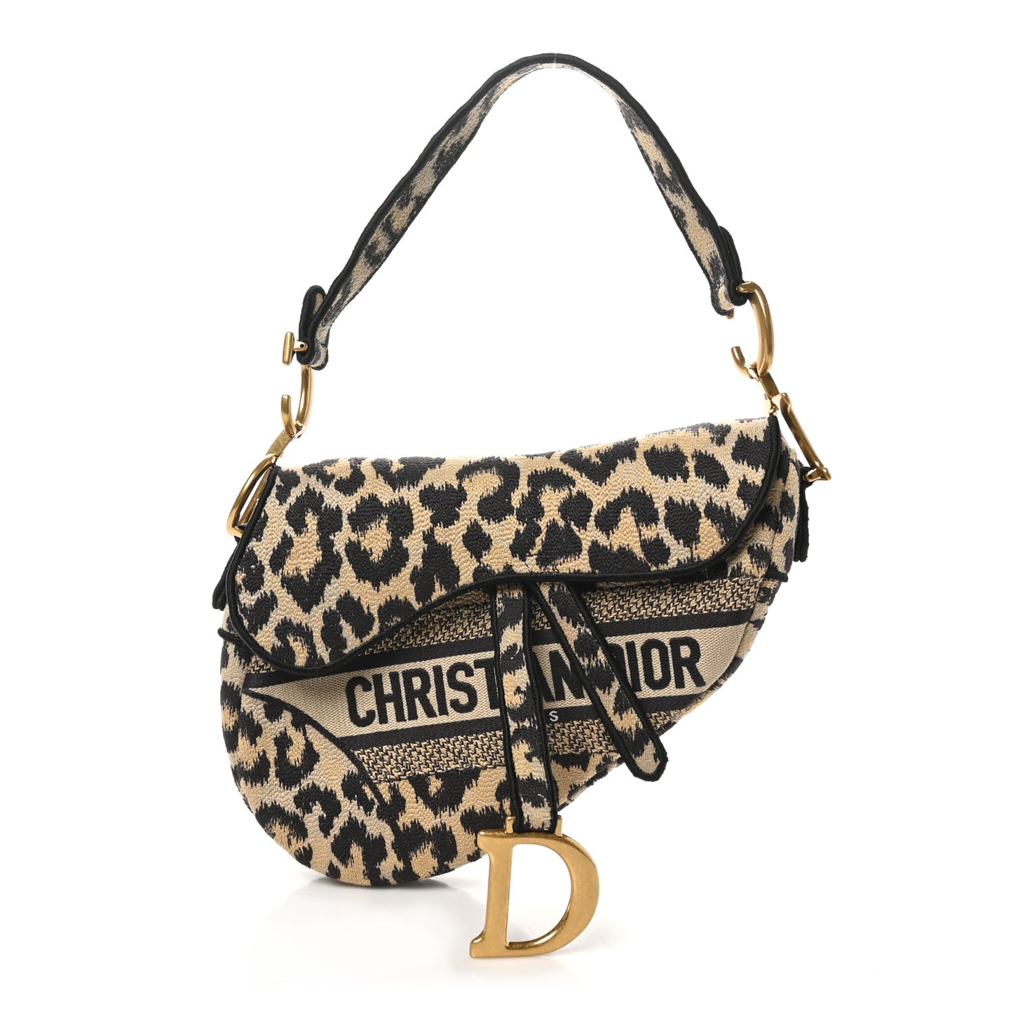 Canvas Mizza Embroidered Saddle Bag Beige Multicolor