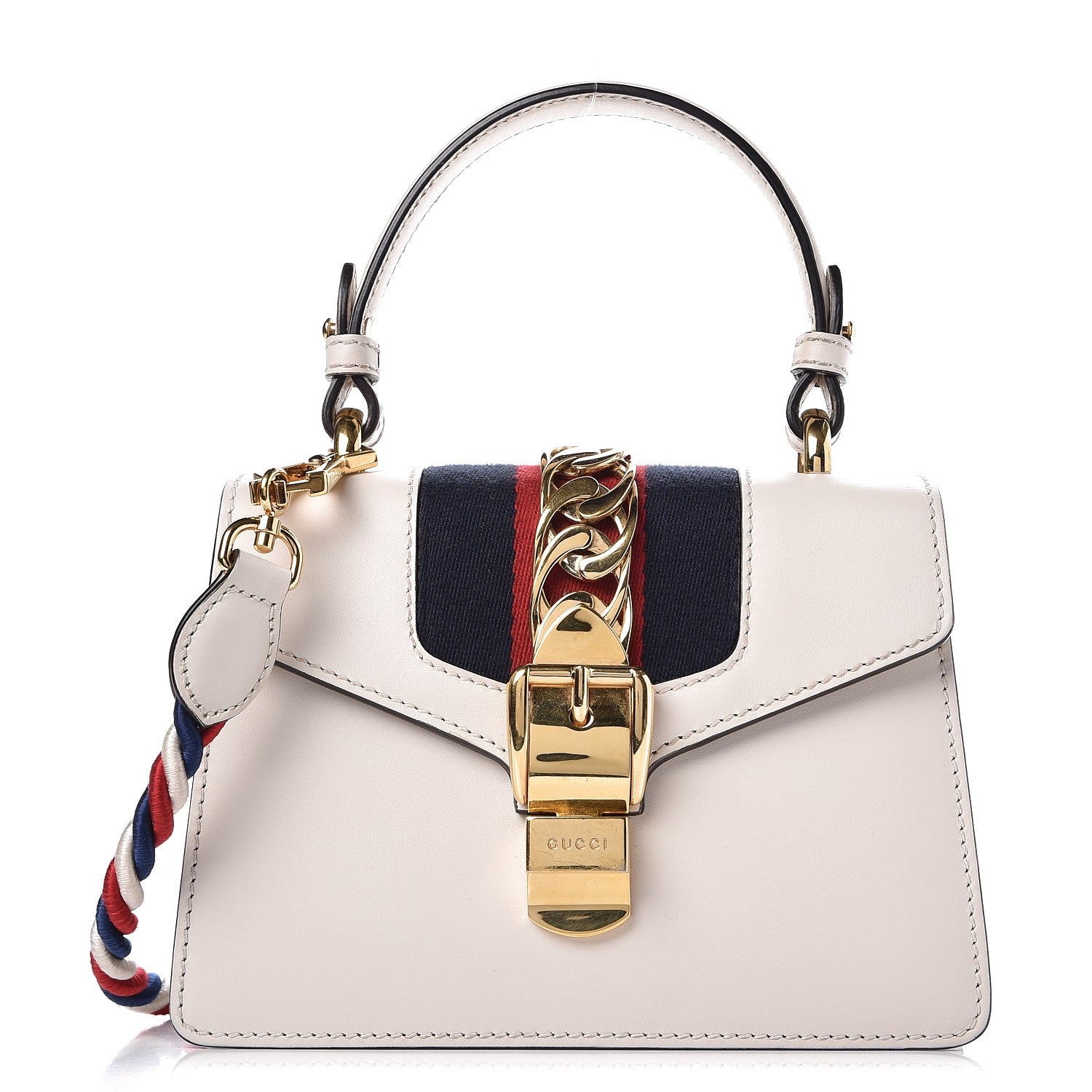 Gucci Calfskin Mini Sylvie Top Handle Bag White 1 of 8