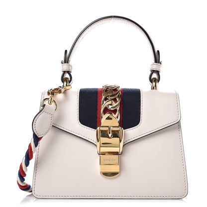 Gucci Calfskin Mini Sylvie Top Handle Bag White 1 of 8