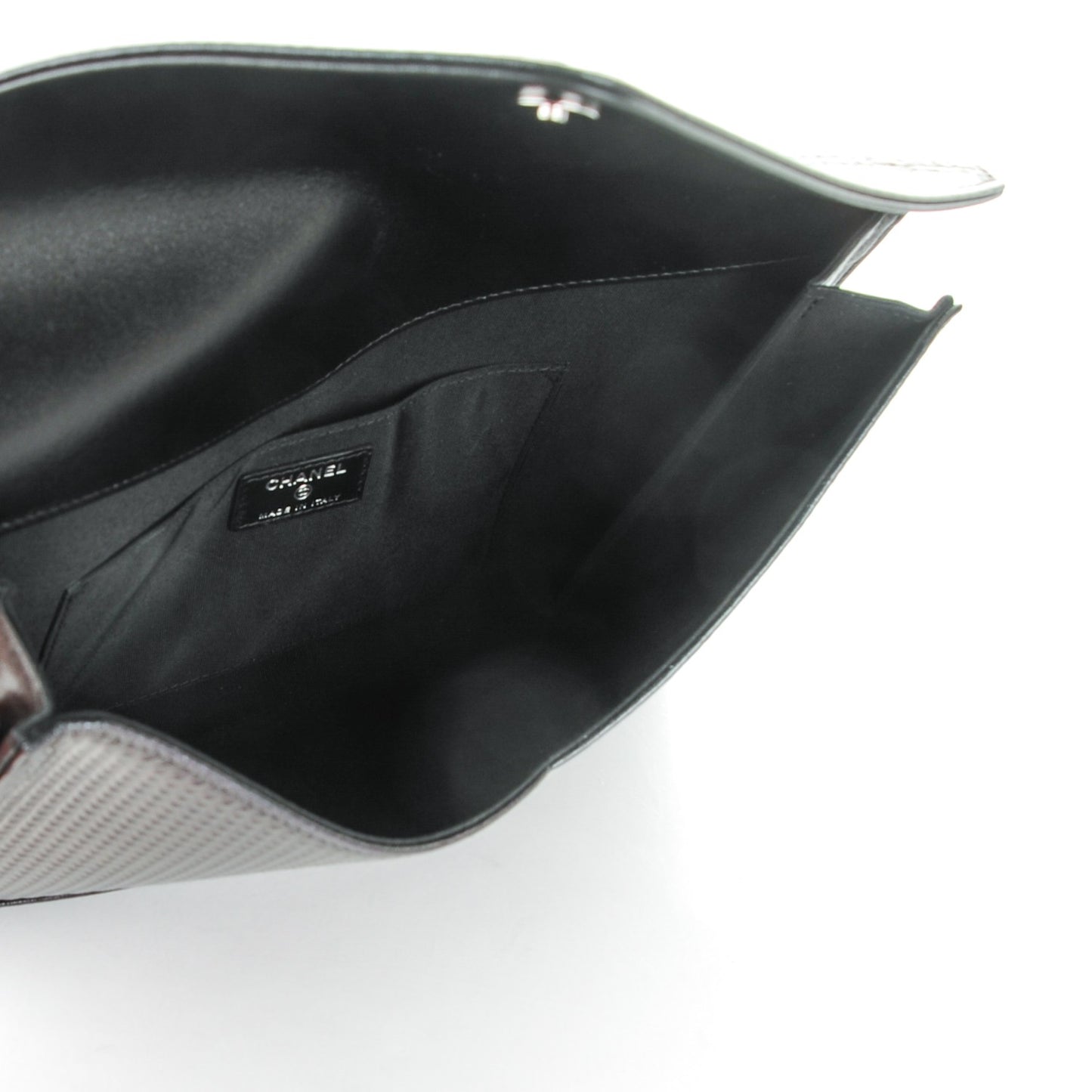 Metallic Lambskin Small Clutch Black