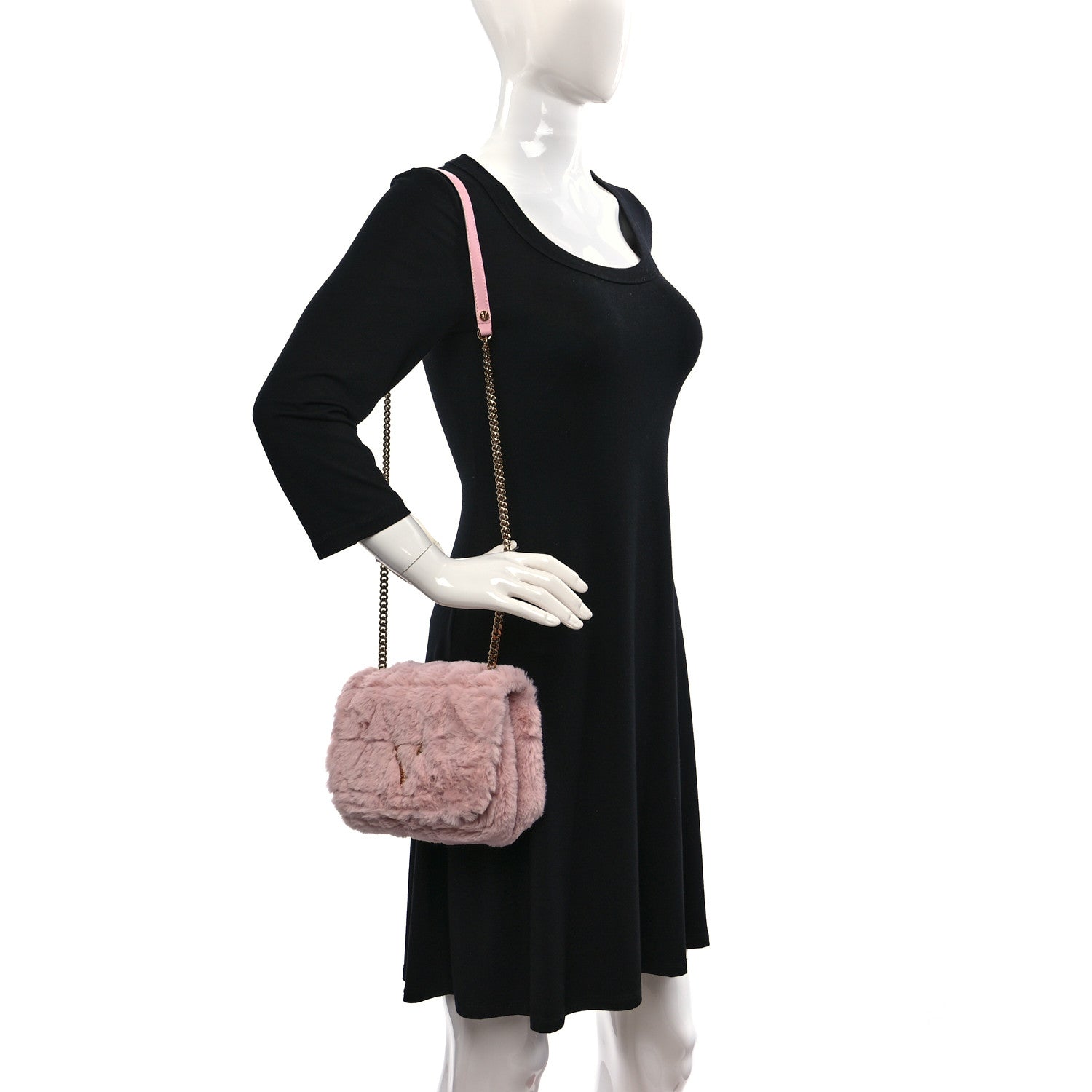 Versace Faux Fur Quilted Virtus Shoulder Bag English Rose 2 of 9