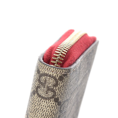 Gucci GG Supreme Monogram Mystic Cat Patch Zip Around Card Case Wallet Beige Hibiscus Red 10 of 11