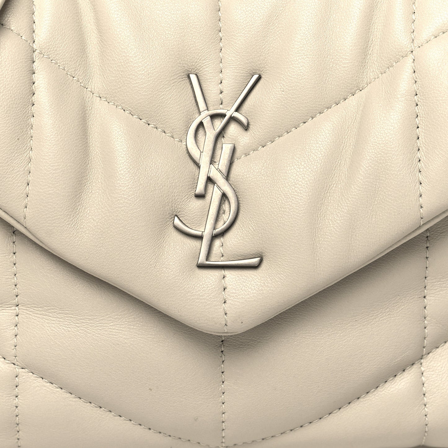 Lambskin Quilted Toy Loulou Puffer Monogram Chain Satchel Crema Soft
