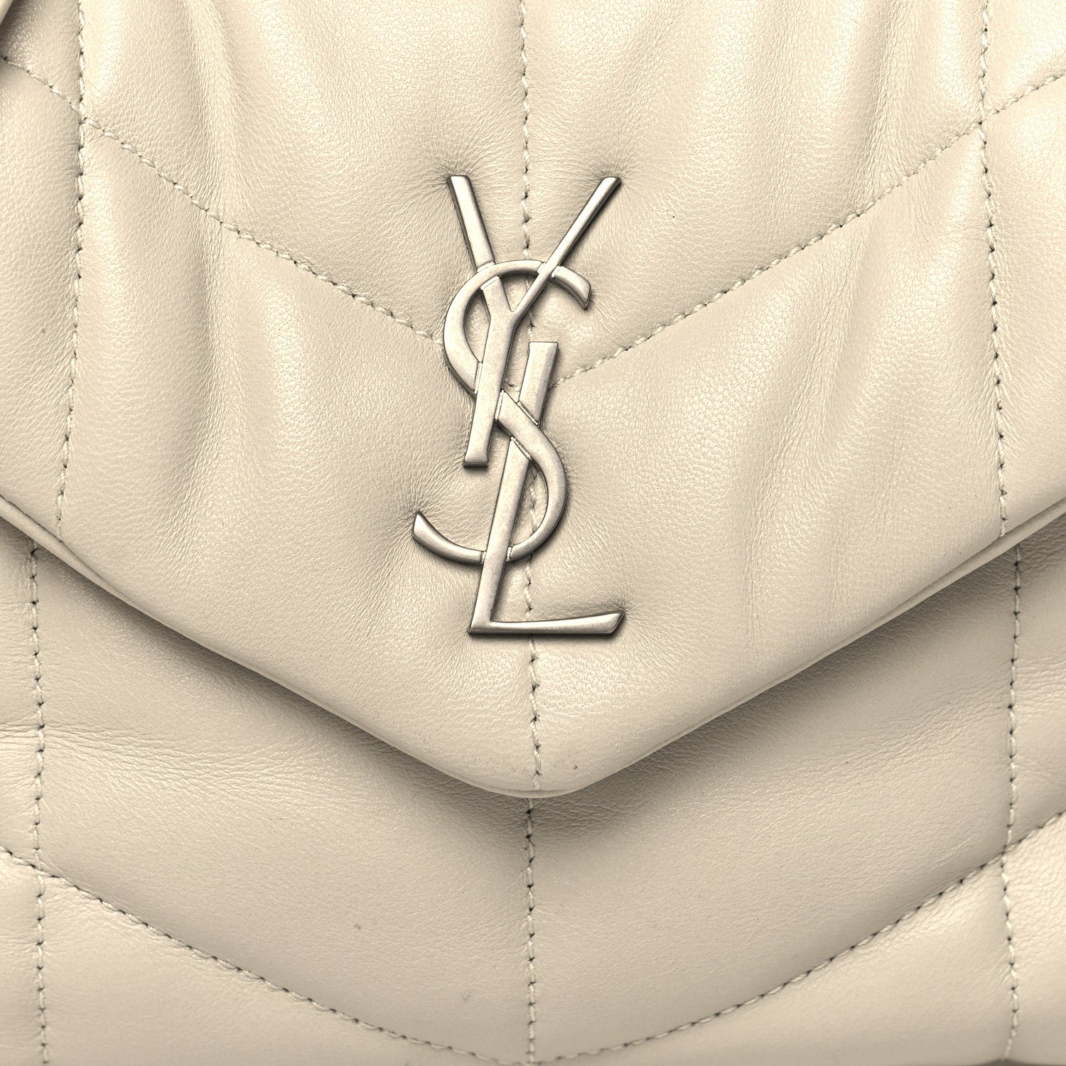 Saint Laurent Lambskin Quilted Toy Loulou Puffer Monogram Chain Satchel Crema Soft 8 of 12