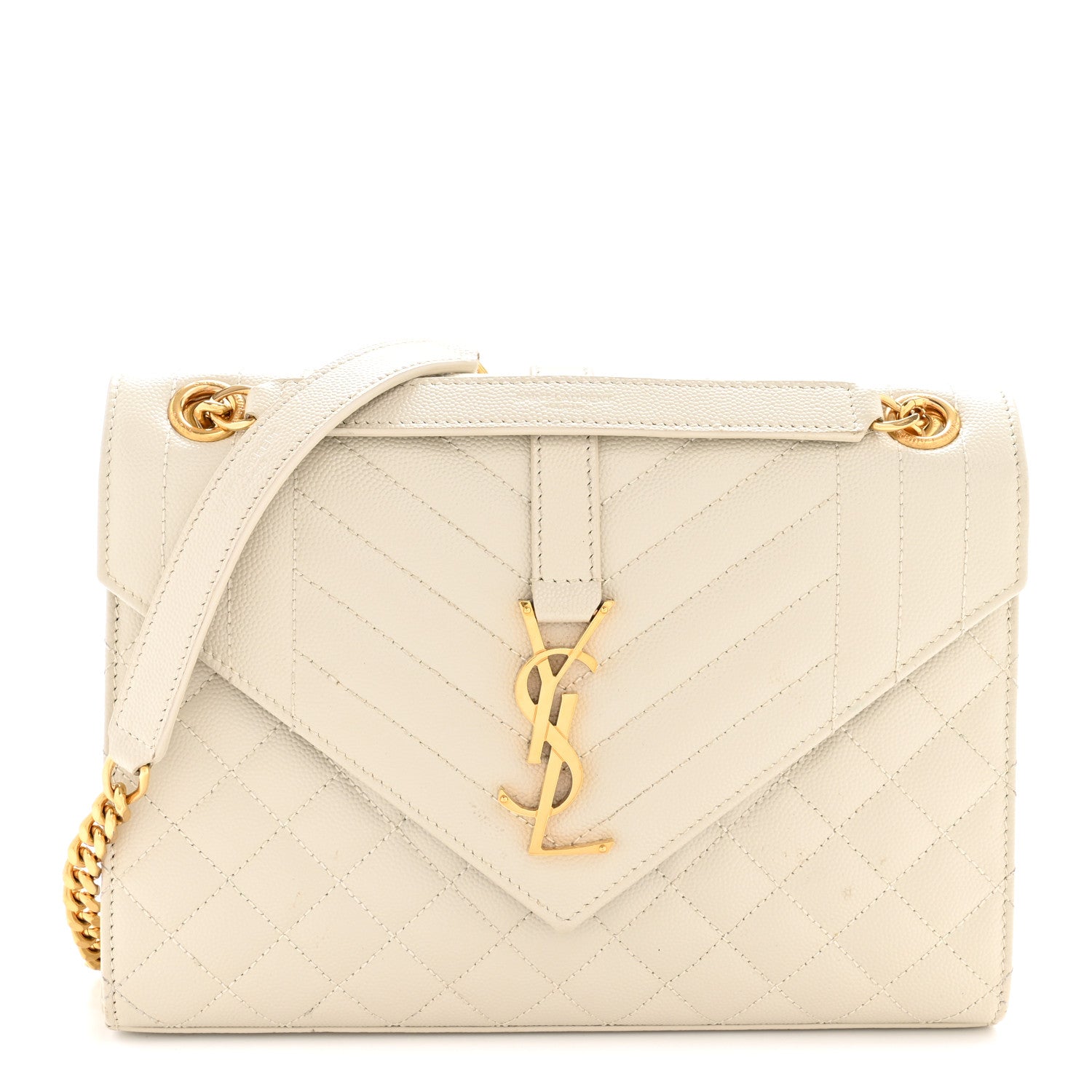 Saint Laurent Grain De Poudre Textured Mixed Matelasse Medium Triquilt Monogram Satchel Crema Soft 1 of 14