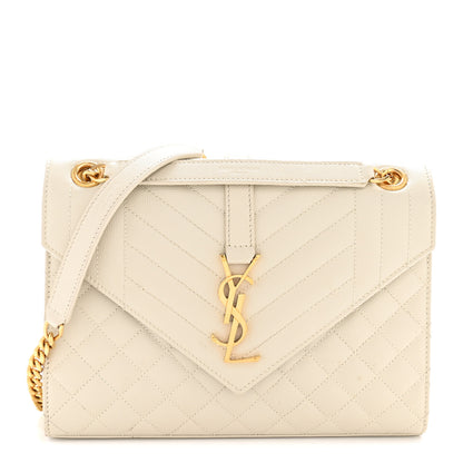 Saint Laurent Grain De Poudre Textured Mixed Matelasse Medium Triquilt Monogram Satchel Crema Soft 1 of 14