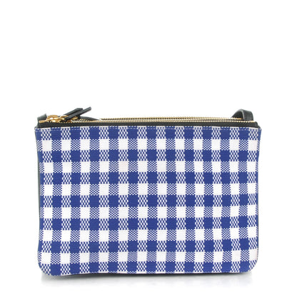 Celine Gingham Lambskin Small Trio Crossbody Bag Cobalt 1 of 8