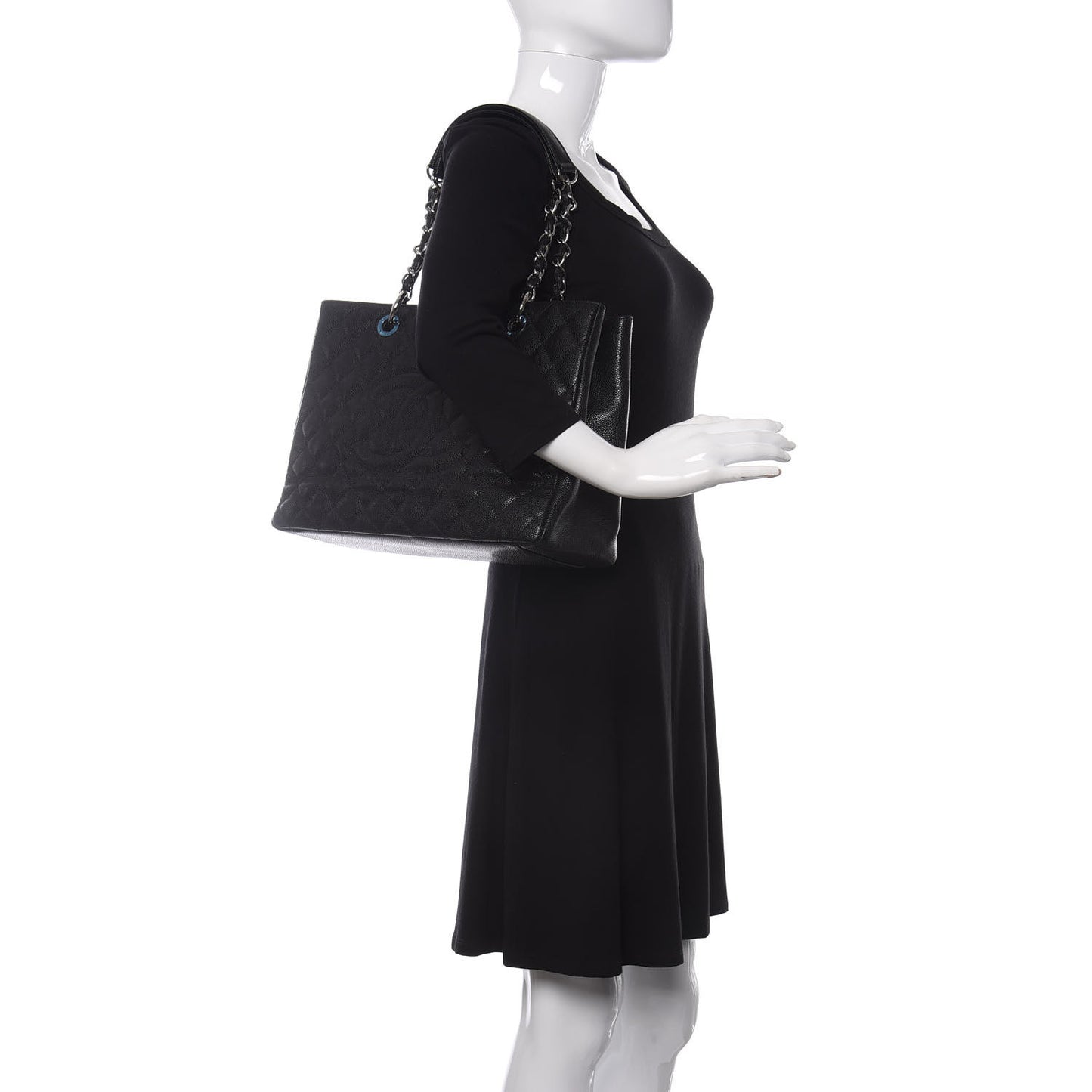 Caviar Quilted Grand Shopping Tote GST Black