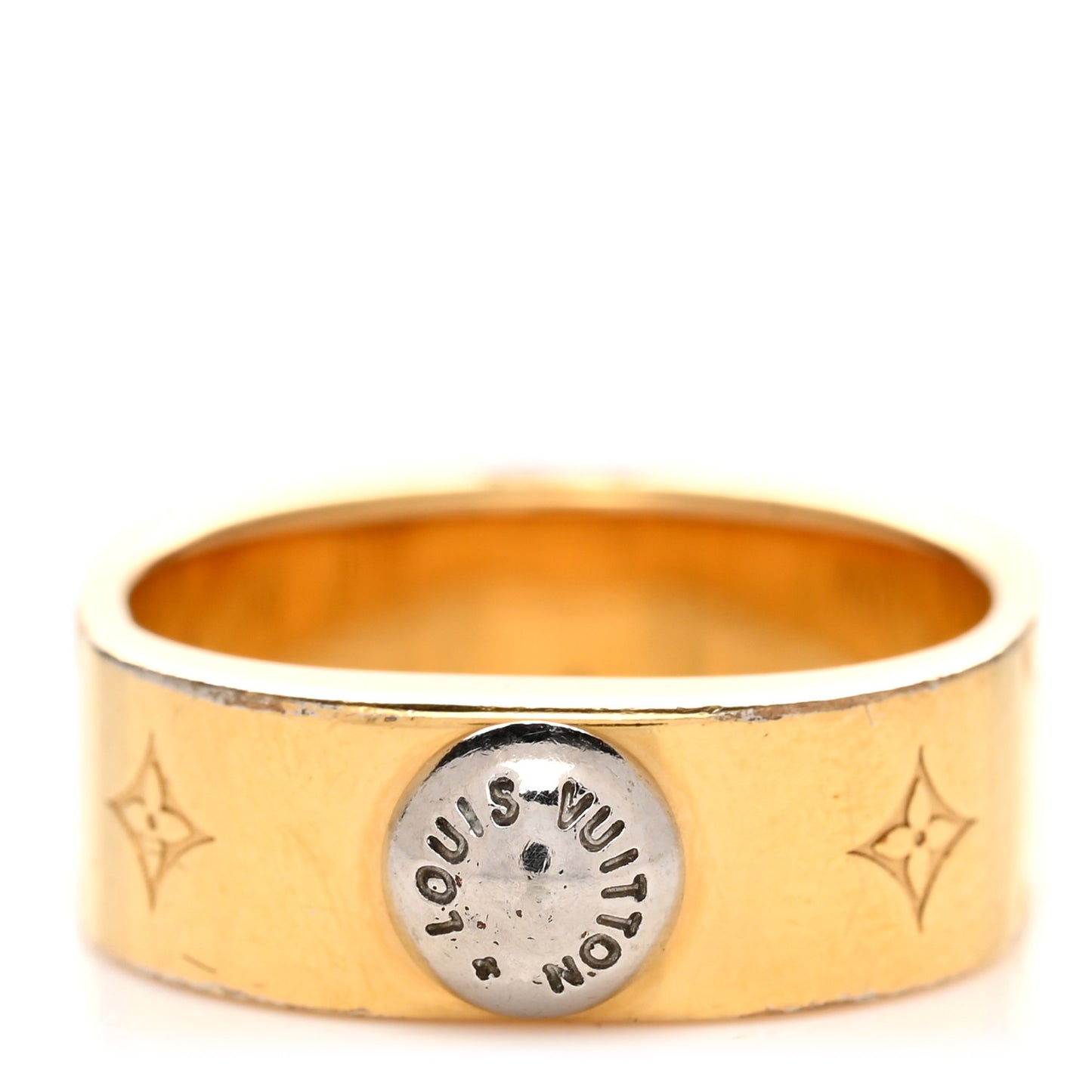 Brass Monogram Engraved Nanogram Ring S Gold