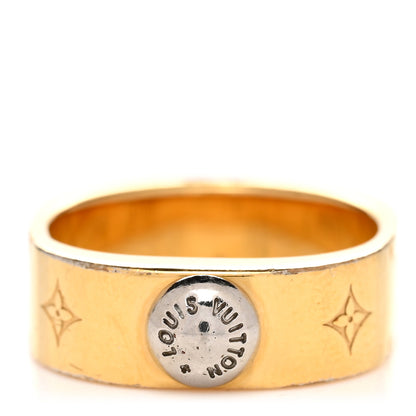 Louis Vuitton Brass Monogram Engraved Nanogram Ring S Gold 1 of 6