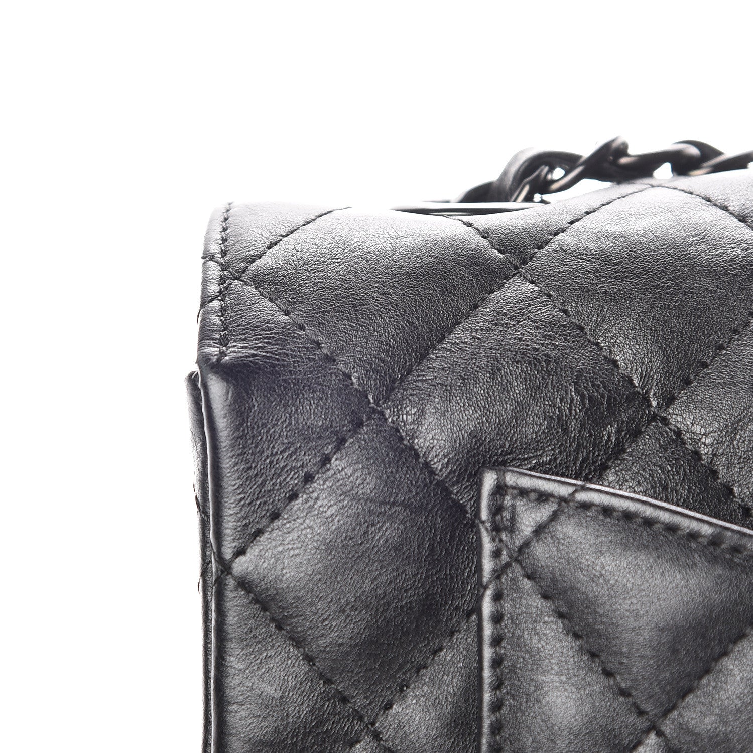 Chanel Crumpled Calfskin Quilted Mini Rectangular Flap So Black 9 of 12