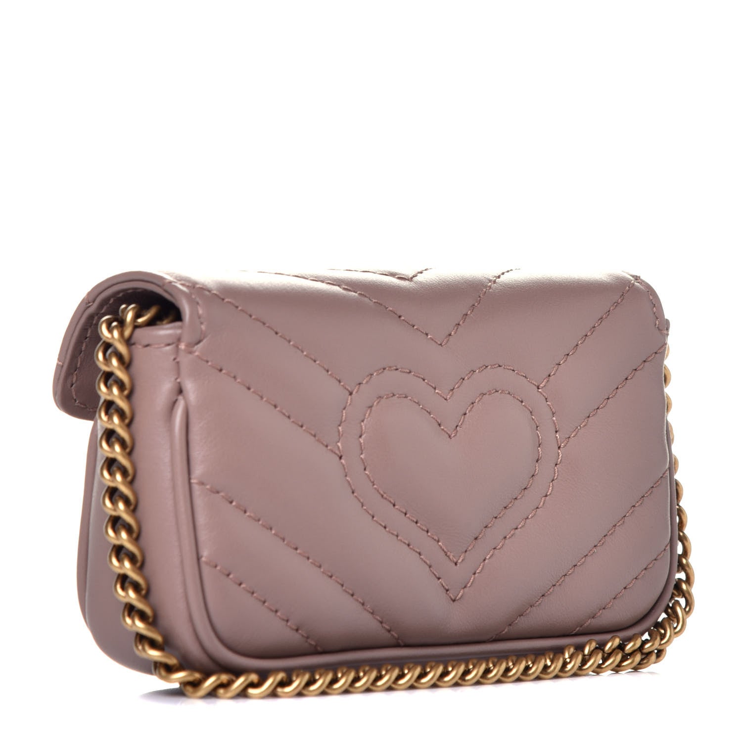 Gucci Calfskin Matelasse Heart GG Marmont 2.0 Coin Purse On A Chain Porcelain Rose 3 of 8