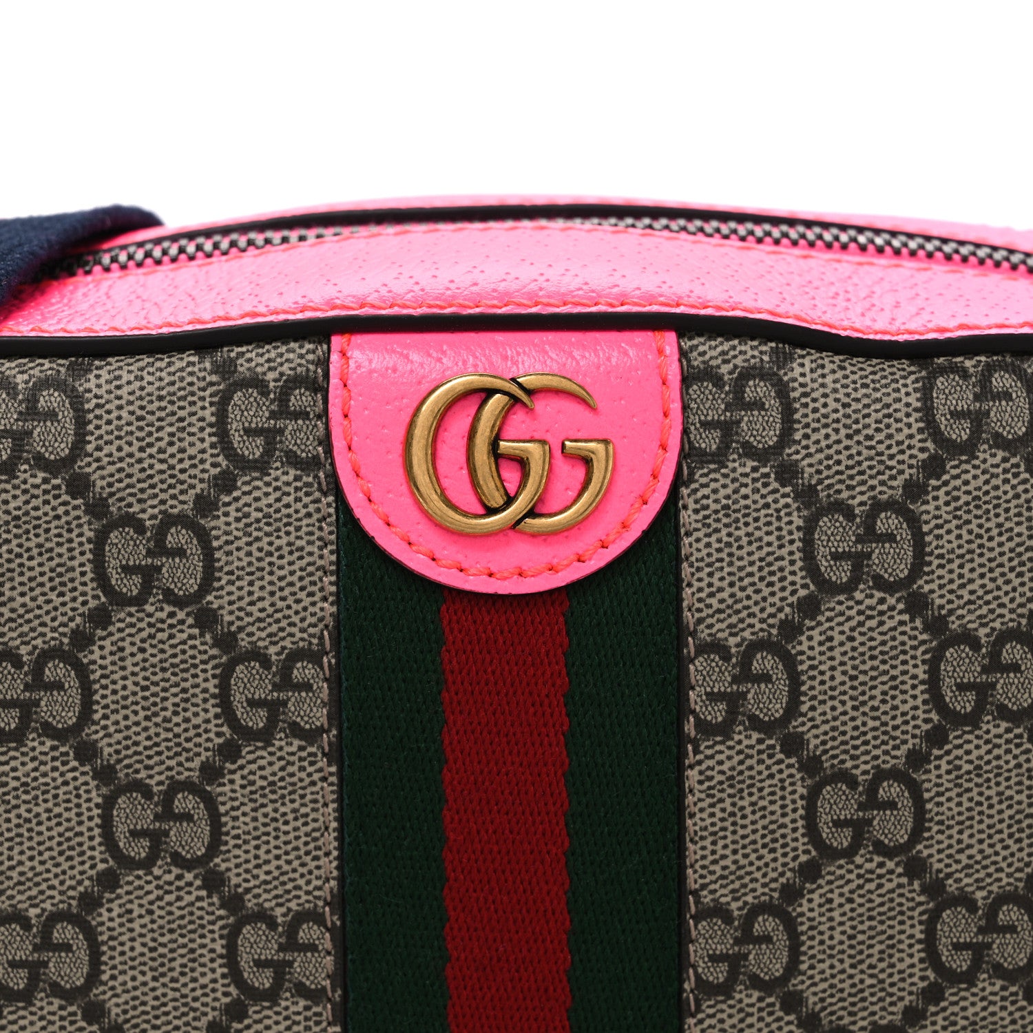 Gucci GG Supreme Monogram Textured Dollar Calfskin Web Ophidia Small Crossbody Bag Beige Ebony Fuchsia 8 of 10