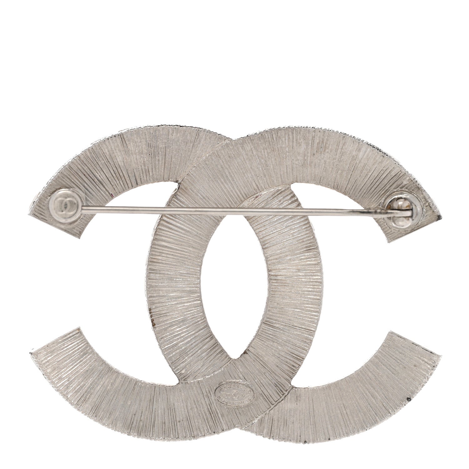Chanel Baguette Crystal CC Brooch Silver 3 of 5