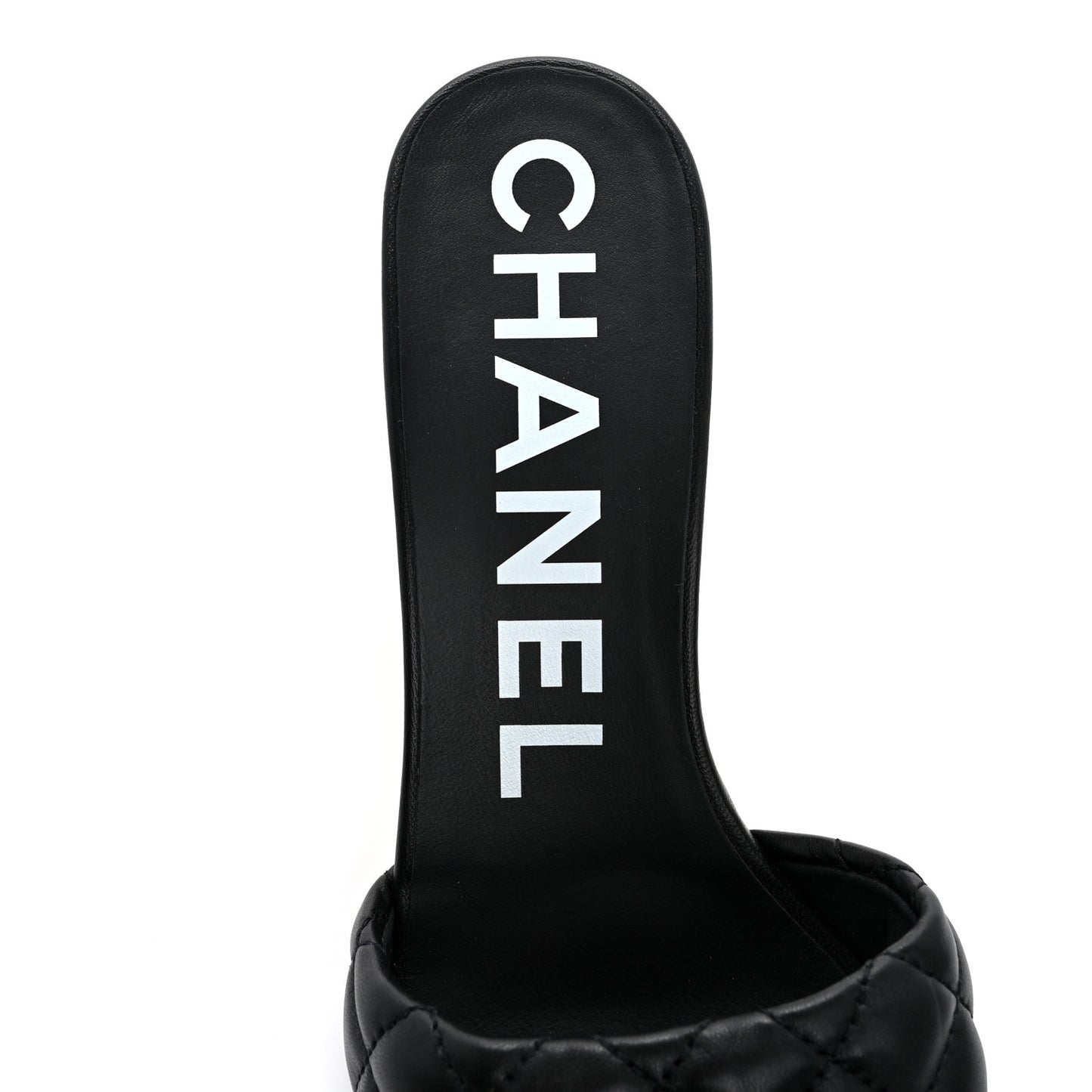Lambskin Quilted Textured CC Mules 38.5 Black