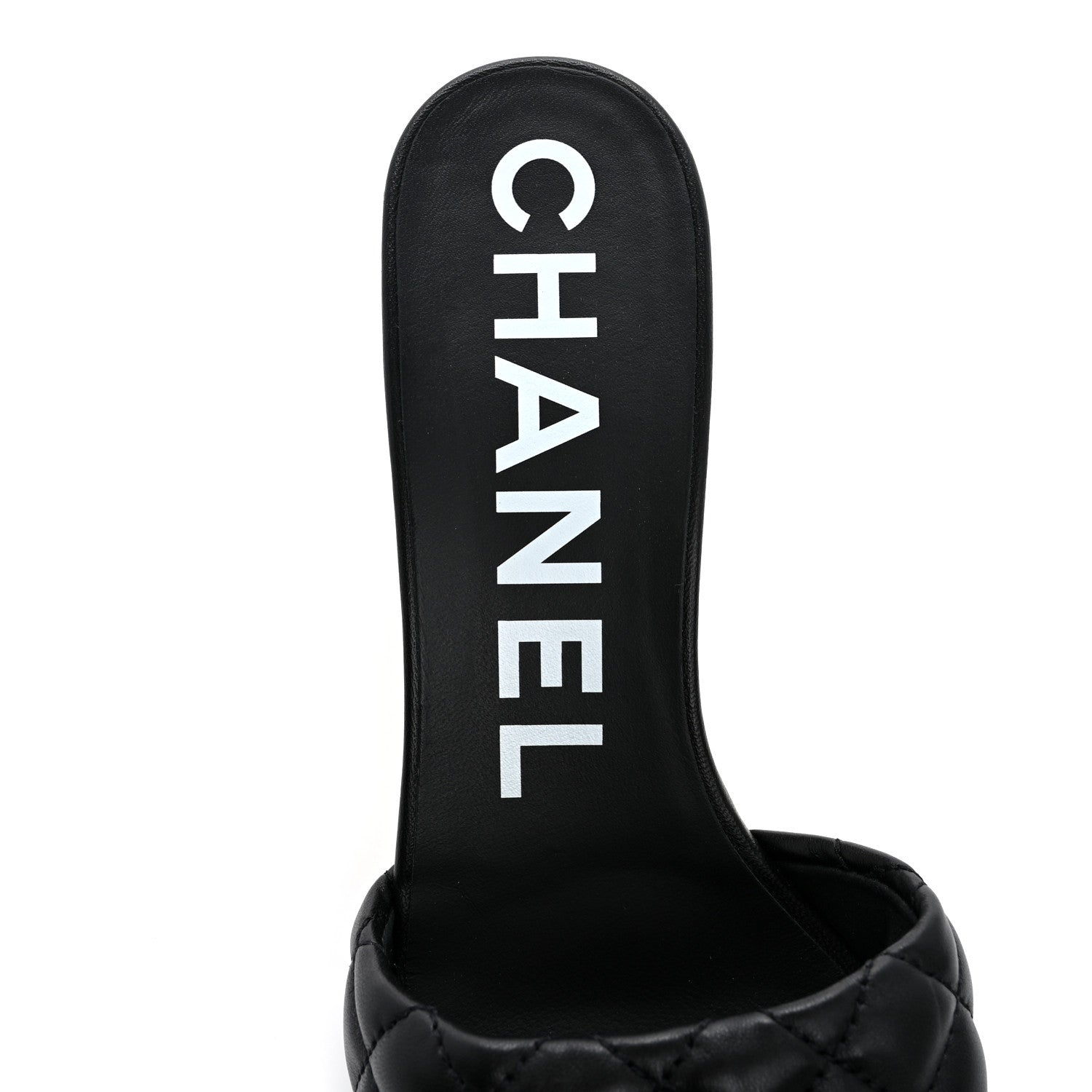Chanel Lambskin Quilted Textured CC Mules 38.5 Black 7 of 10
