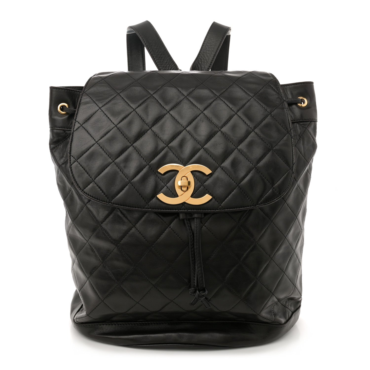 Chanel Lambskin Quilted Drawstring Backpack Black 1 of 11