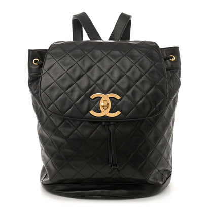 Chanel Lambskin Quilted Drawstring Backpack Black 1 of 11