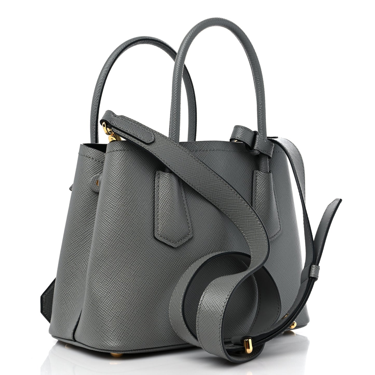 Saffiano Cuir Mini Double Bag Slate Black
