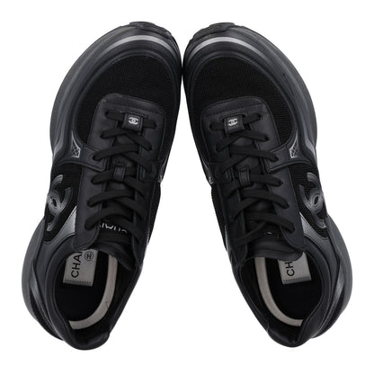 Chanel Mesh Calfskin CC Sneakers  39.5 Black Silver 2 of 10